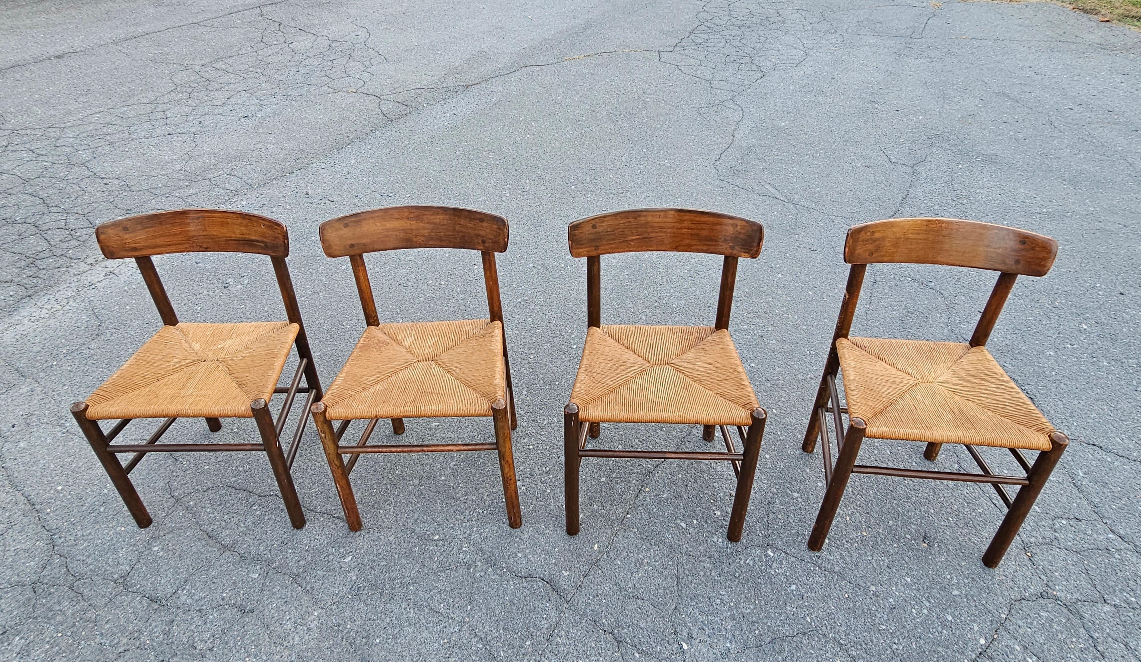 Set of Four Borge Mogenson J39 Rush Seat Side Chairs For Sale 2