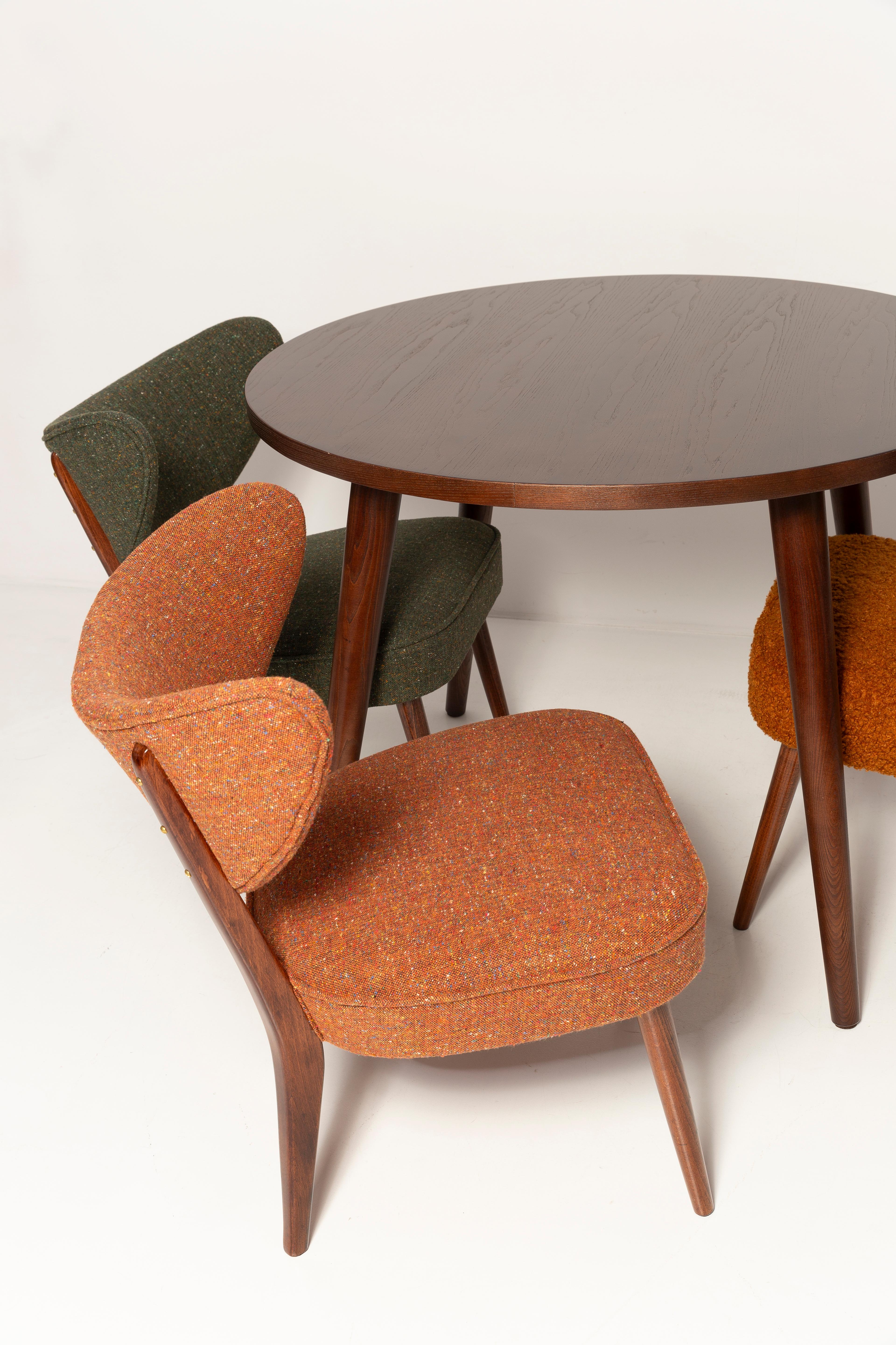 20th Century Set of Four Boucle Shell Club Chairs and Dining Table, by Vintola Studio, Poland For Sale