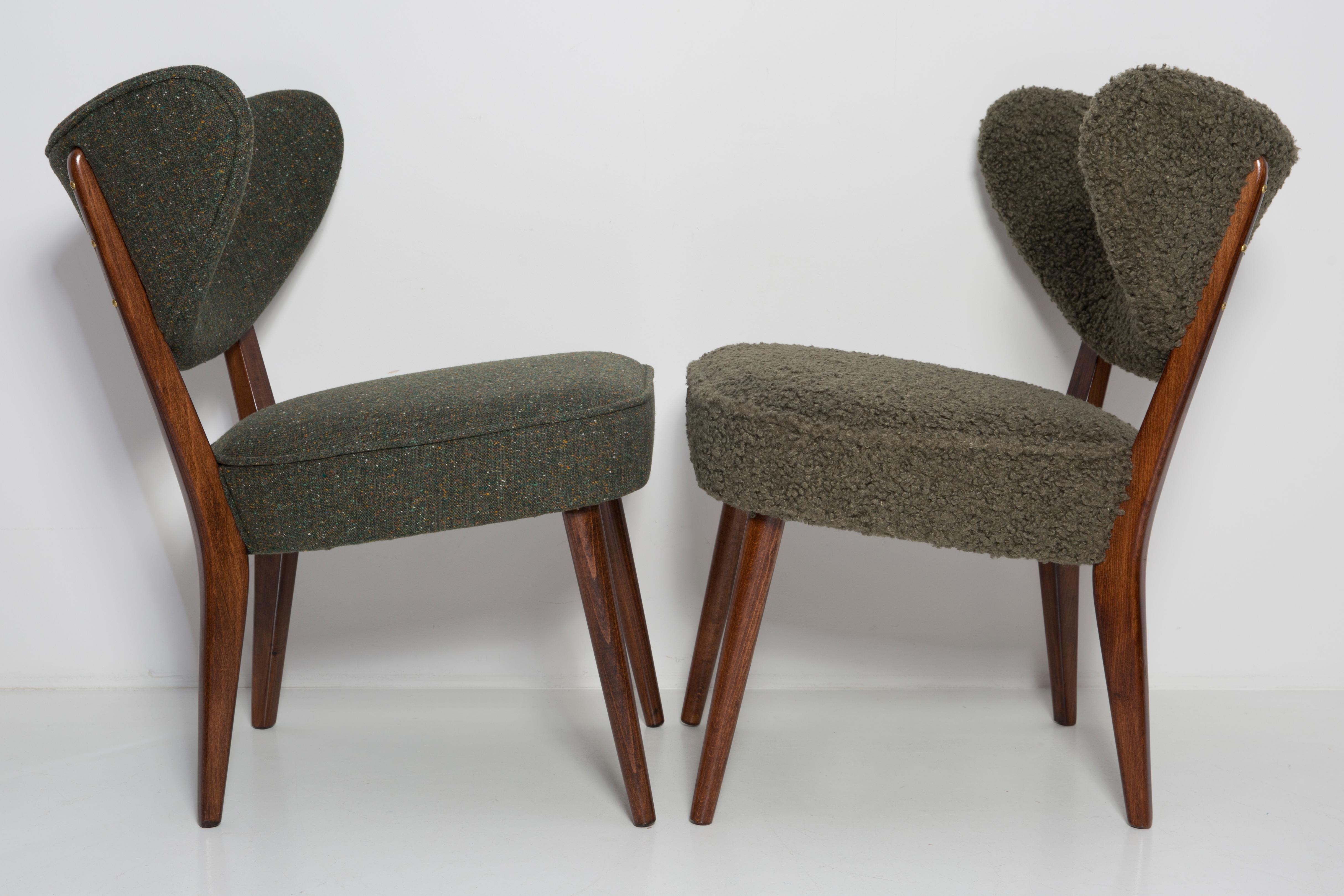 Set of Four Boucle Shell Club Chairs and Dining Table, by Vintola Studio, Poland For Sale 4