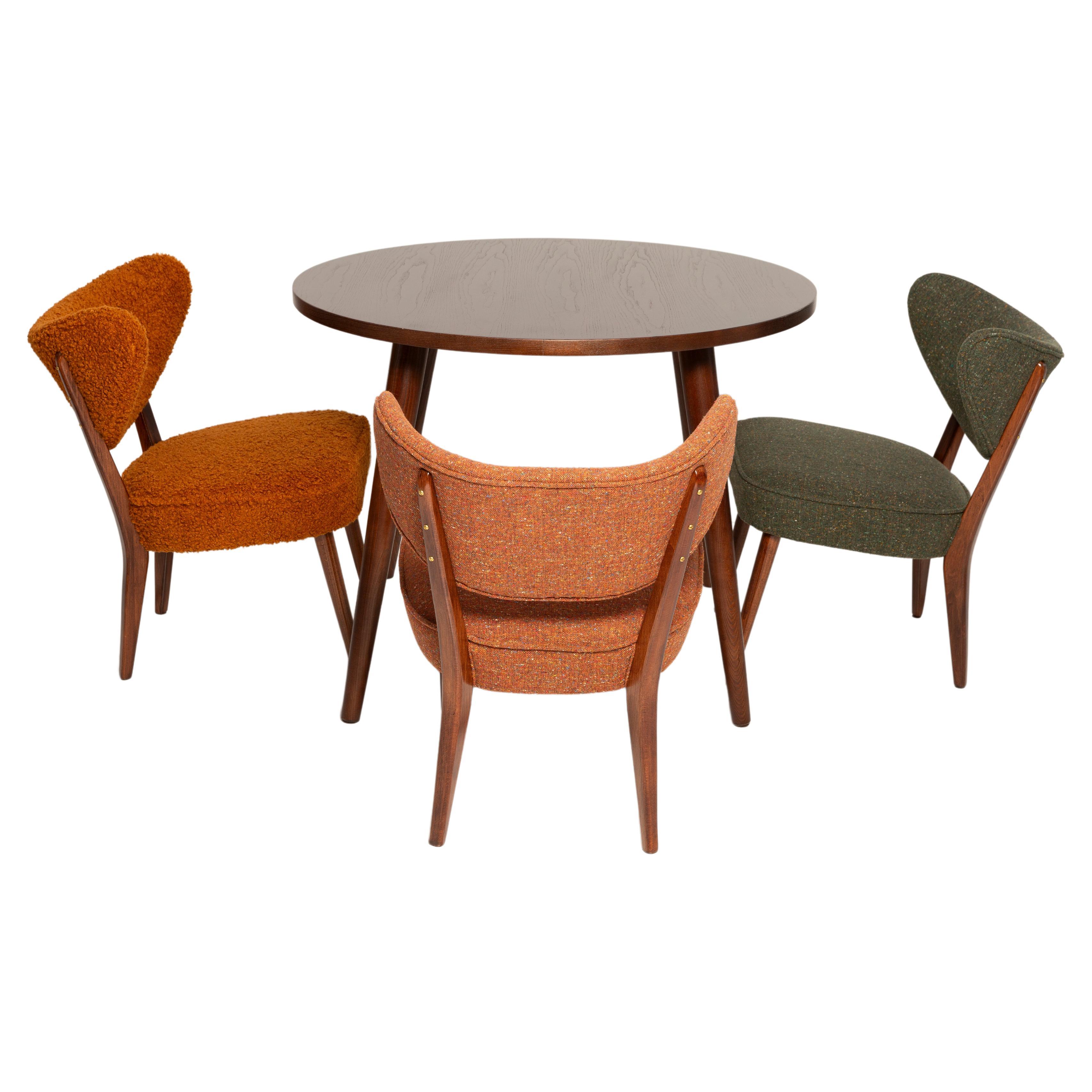 Set of Four Boucle Shell Club Chairs and Dining Table, by Vintola Studio, Poland For Sale