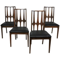 Set of Four Brasilia Mid-Century Modern Walnut Dining Chairs