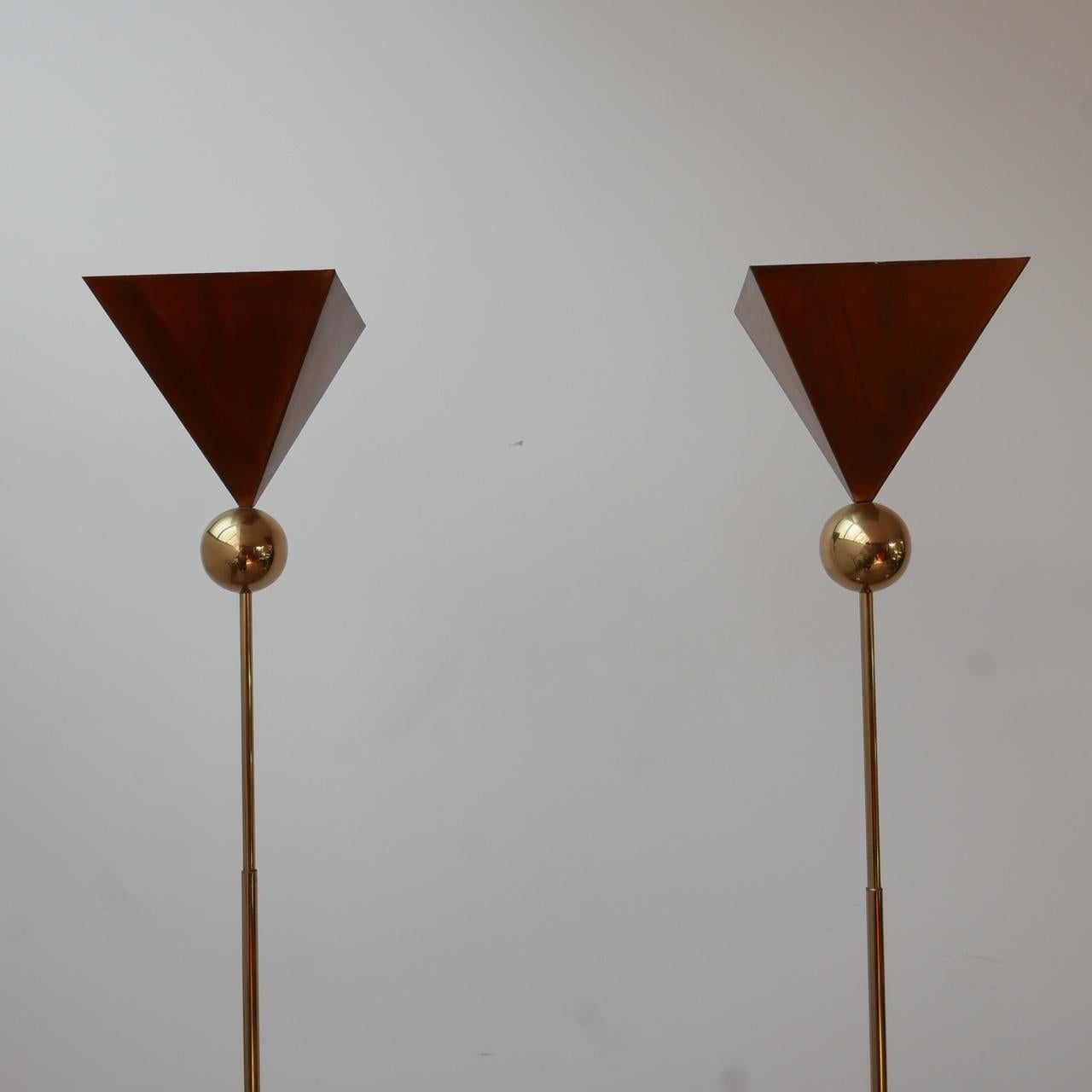 Set of Four Brass and Copper Mid-Century Italian Floor and Table Lamps 8