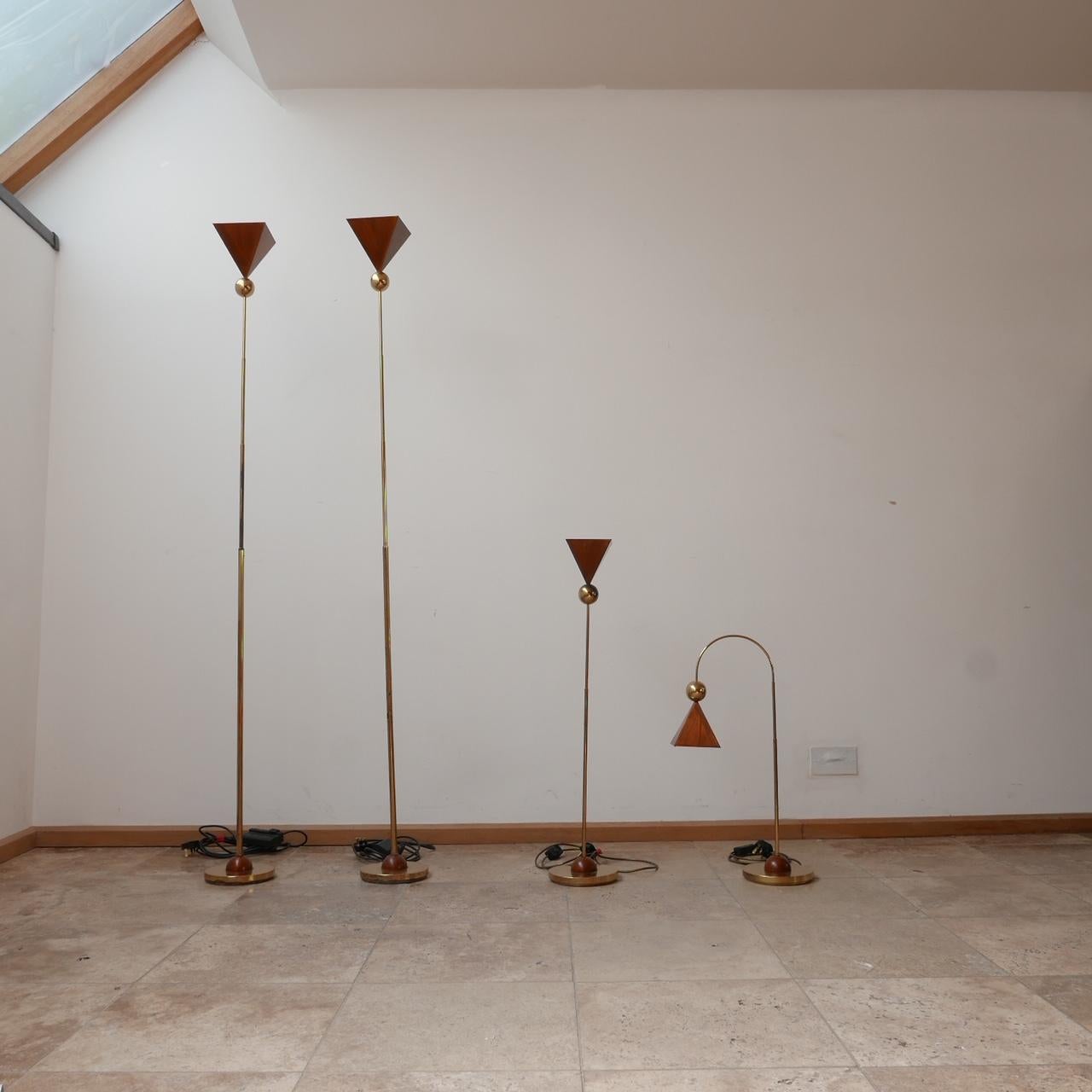 Set of Four Brass and Copper Mid-Century Italian Floor and Table Lamps 10