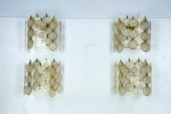Set of four brass and mother-of-pearl sconces in Verner Panton style. Italy 1970