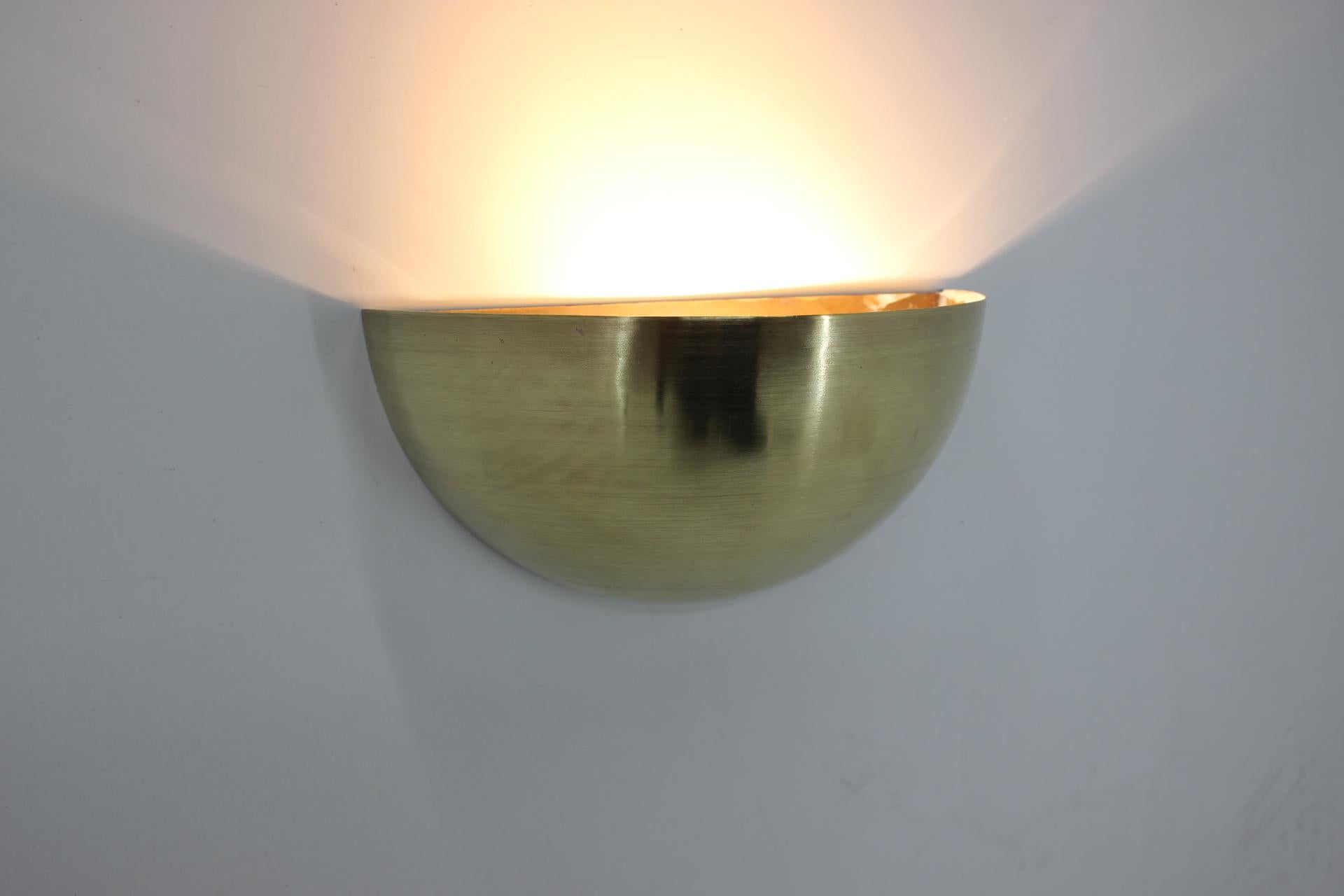 Set of Four Brass Art Deco Wall Lights / Scones, circa 1930s In Good Condition In Praha, CZ