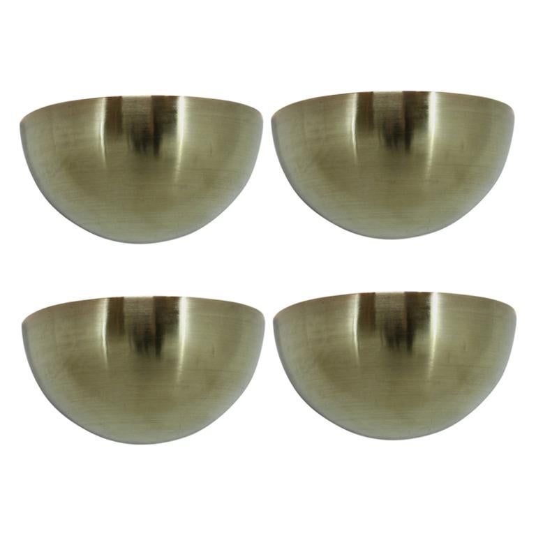 Set of Four Brass Art Deco Wall Lights / Scones, circa 1930s