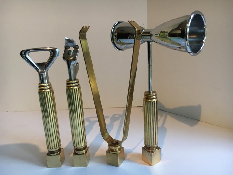 Set of Four Brass Bar Tools and Accessories at 1stDibs
