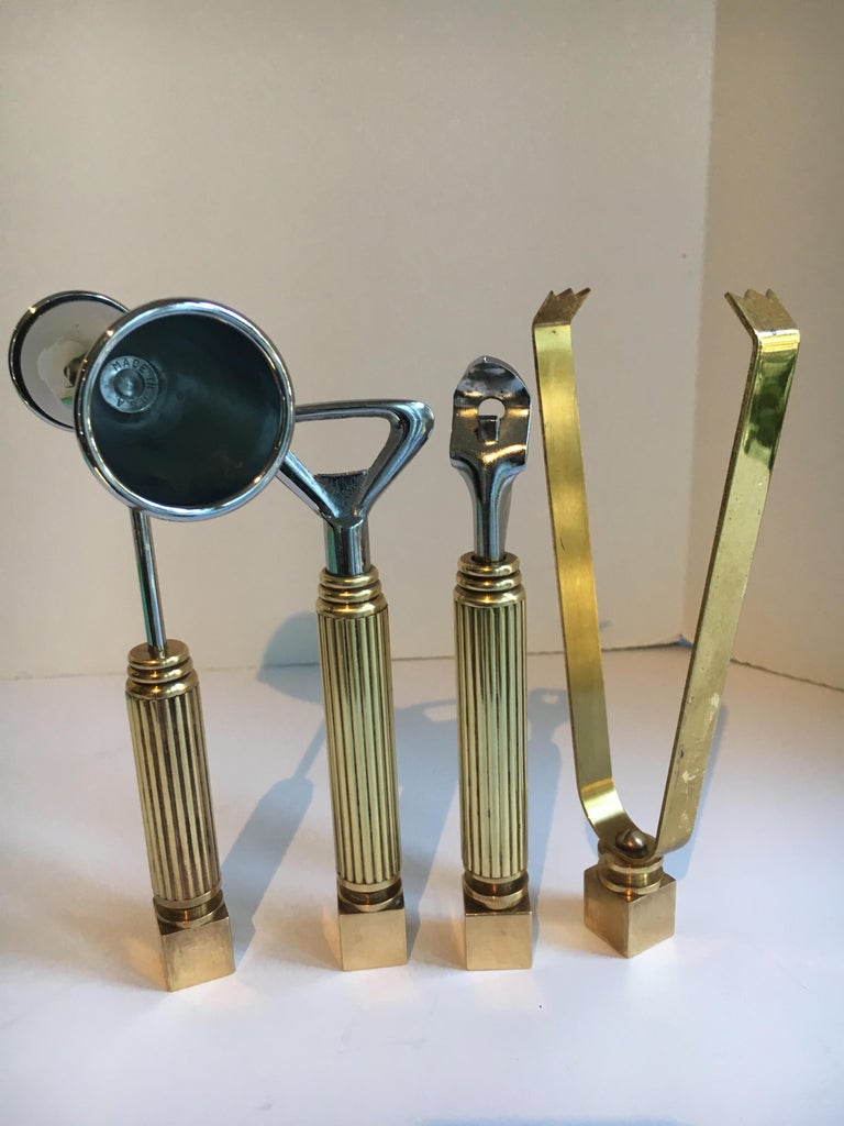 Set of Four Brass Bar Tools and Accessories at 1stDibs
