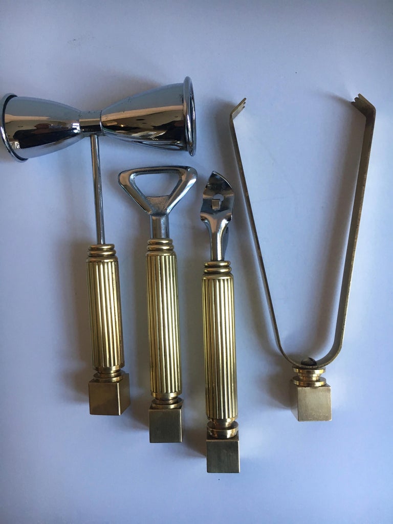 Set of Four Brass Bar Tools and Accessories at 1stDibs