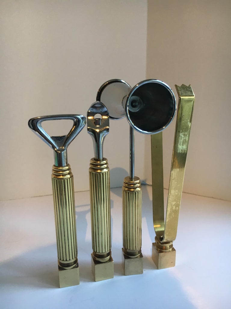 Set of Four Brass Bar Tools and Accessories at 1stDibs