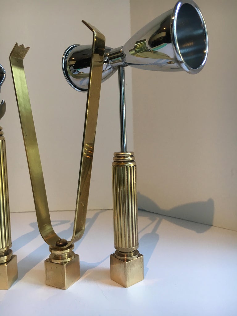 Set of Four Brass Bar Tools and Accessories at 1stDibs