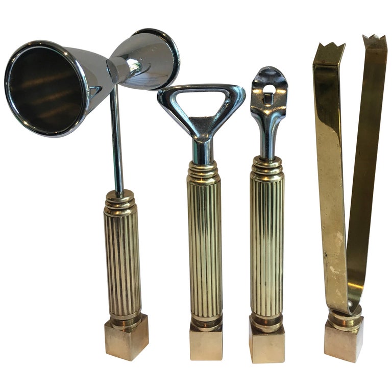 Set of Four Brass Bar Tools and Accessories at 1stDibs