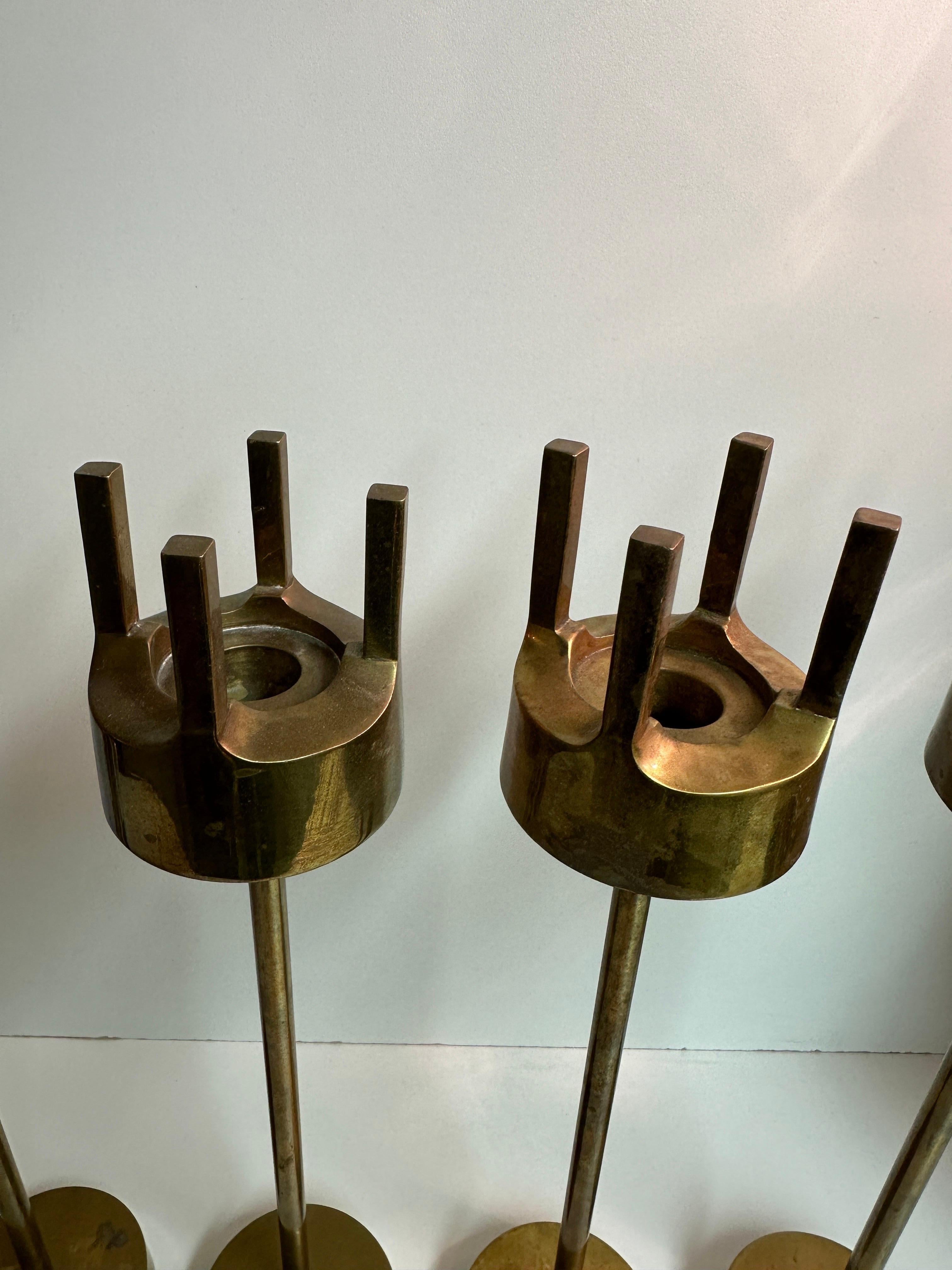 Set of Four Brass Candleholders In Good Condition For Sale In North Hollywood, CA