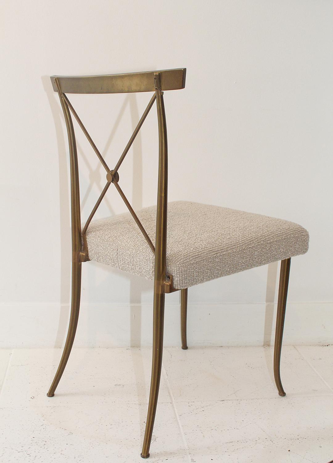 Set of Four Brass Chairs by William 