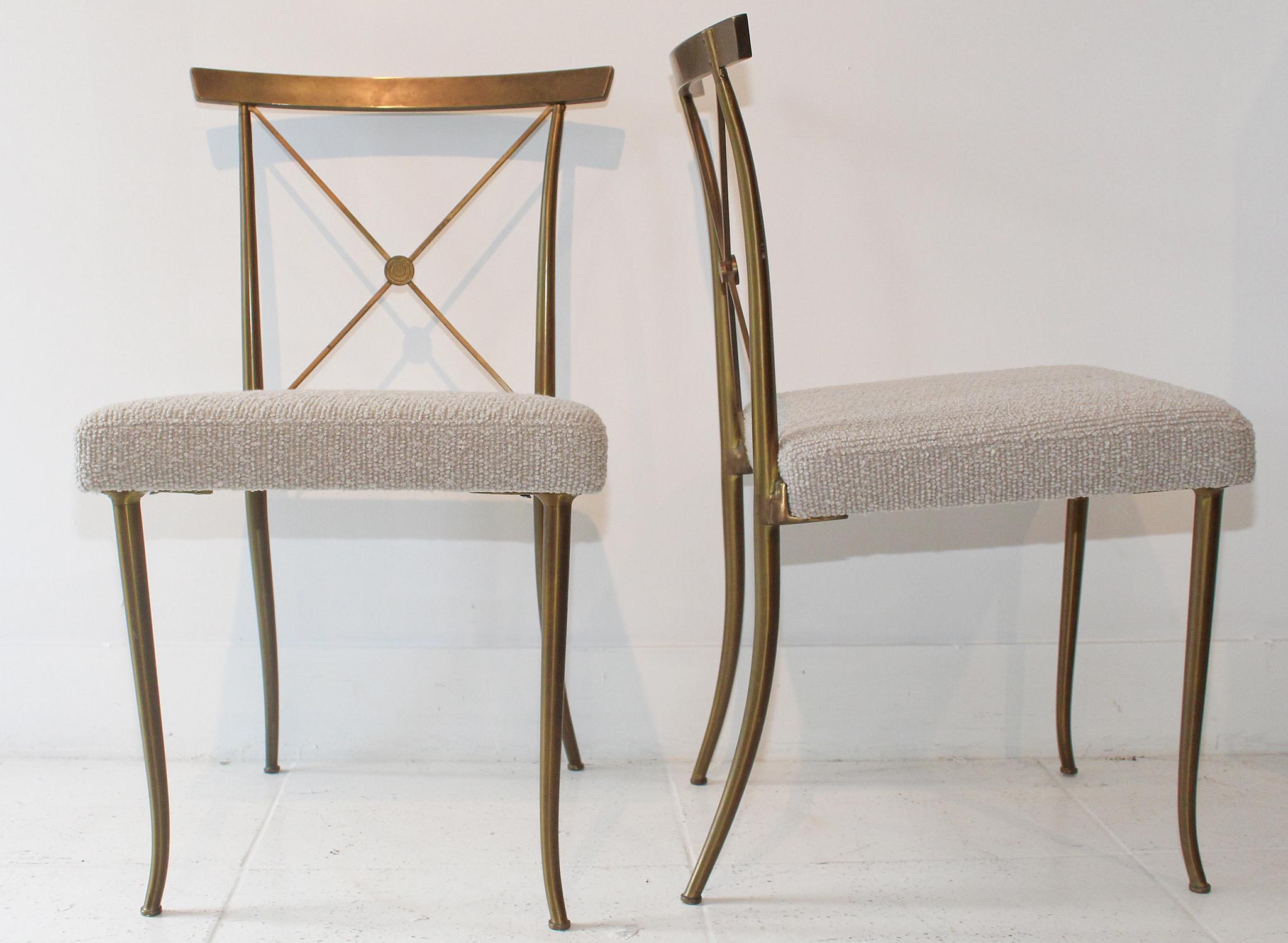 Set of Four Brass Chairs by William 