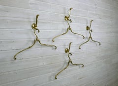 Set of Four Brass Coat Hangers and Hooks, Germany, 1950s