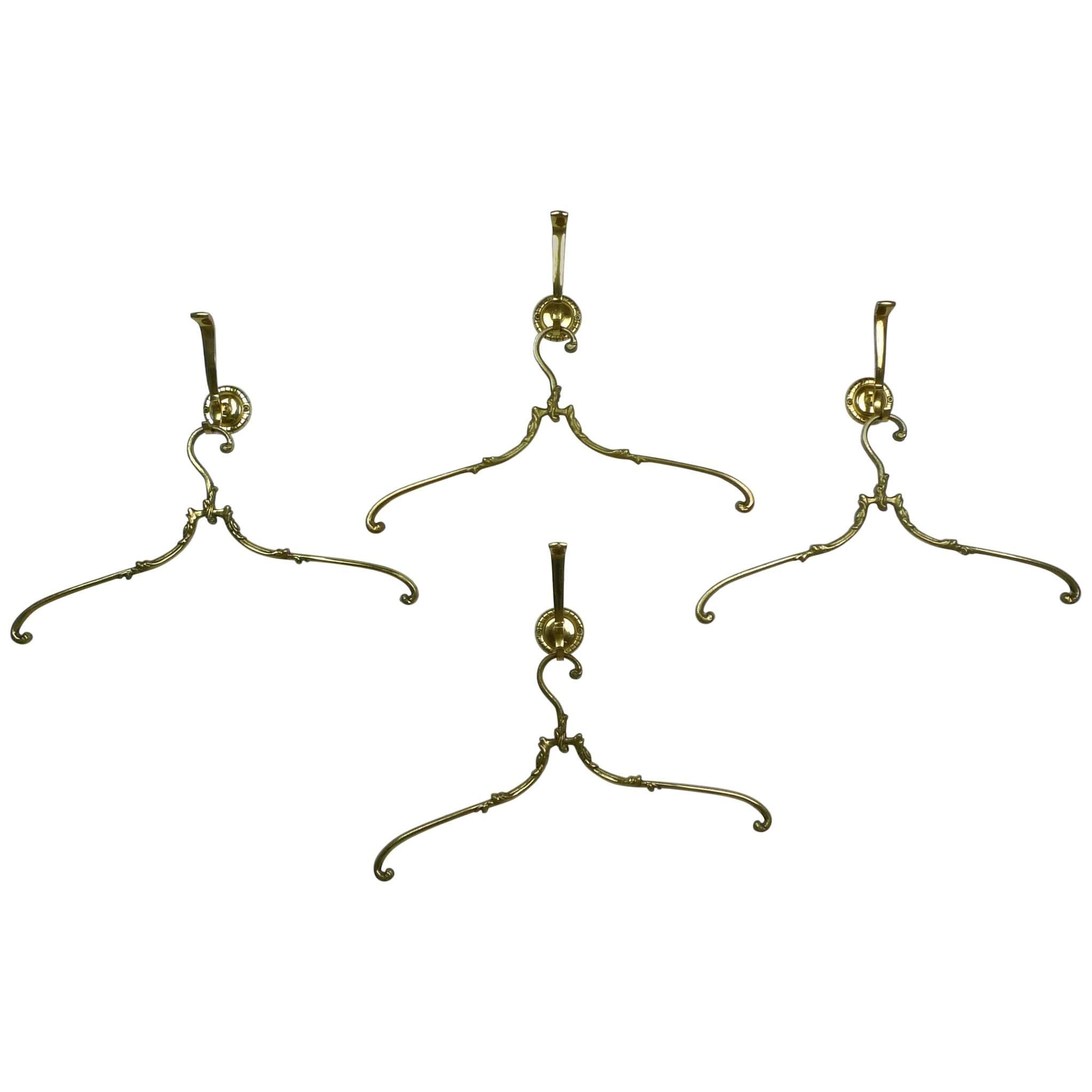 Set of Four Brass Coat Hangers and Hooks, Germany, 1950s For Sale