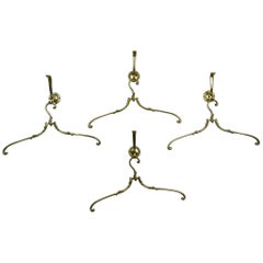 Set of Four Brass Coat Hangers and Hooks, Germany, 1950s