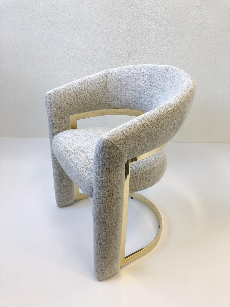 Set of Four Brass Dining Chairs by Design Institute of America at 1stDibs