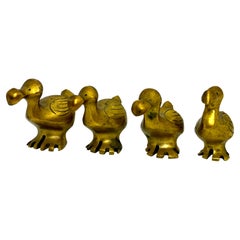 Set of Four Brass Dodo Bird Figurine Family 1960s Mid-Century Modern, Mauritius