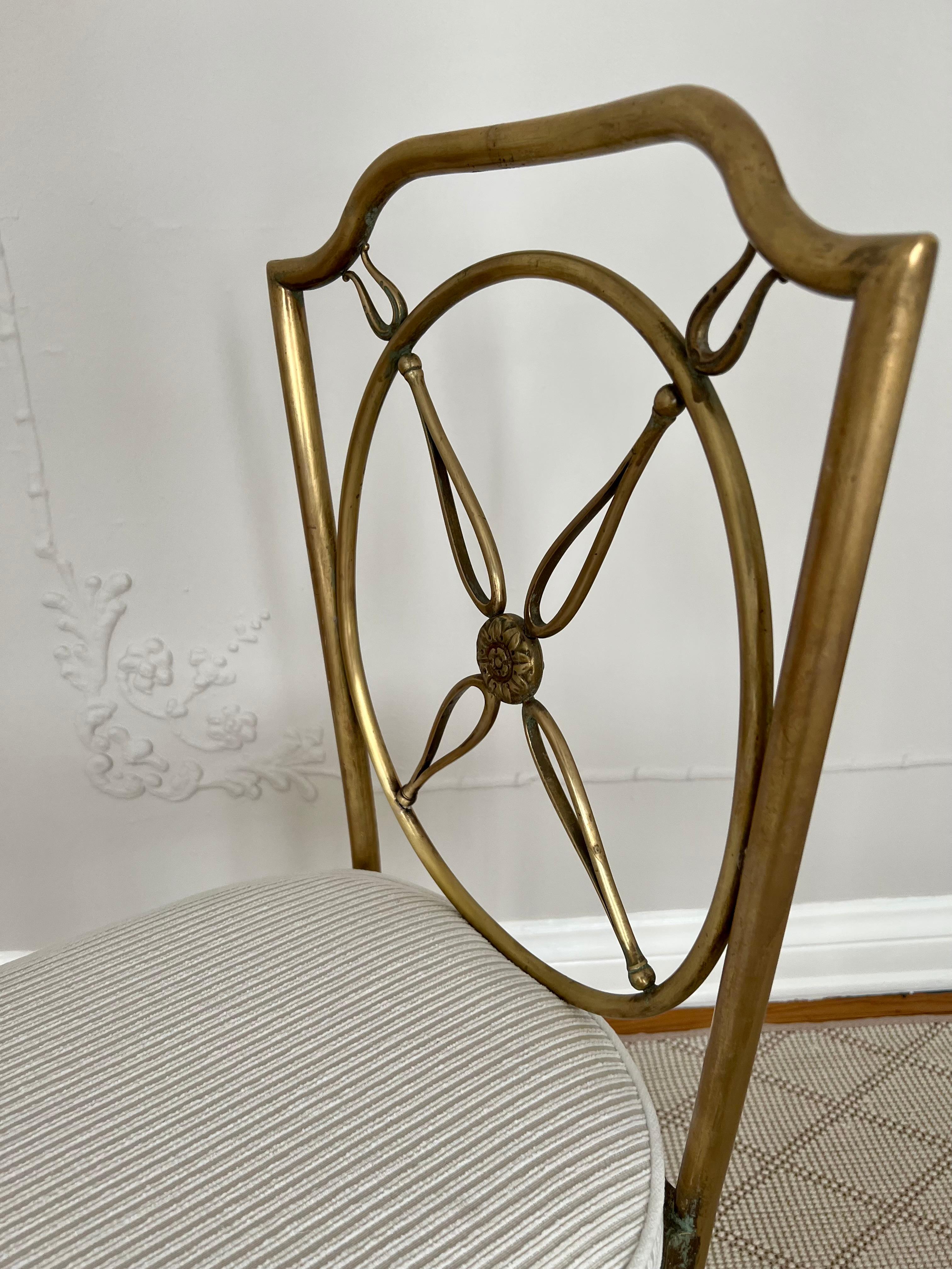 Four Brass Compass Back Chairs in the Style of Gio Ponti For Sale 9