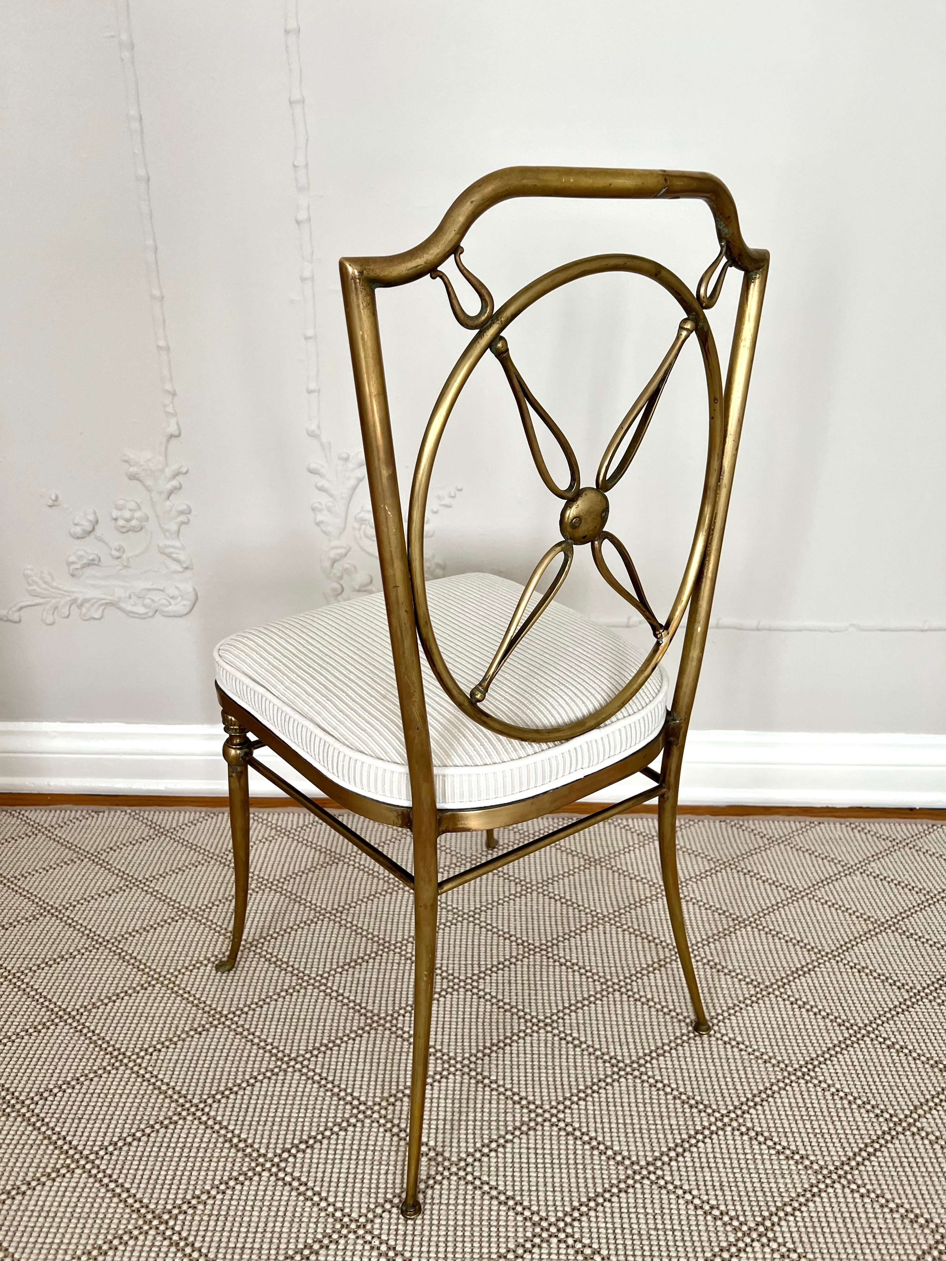Four Brass Compass Back Chairs in the Style of Gio Ponti For Sale 11