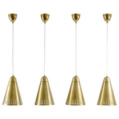 Set of Four Brass Pendants, 1950s