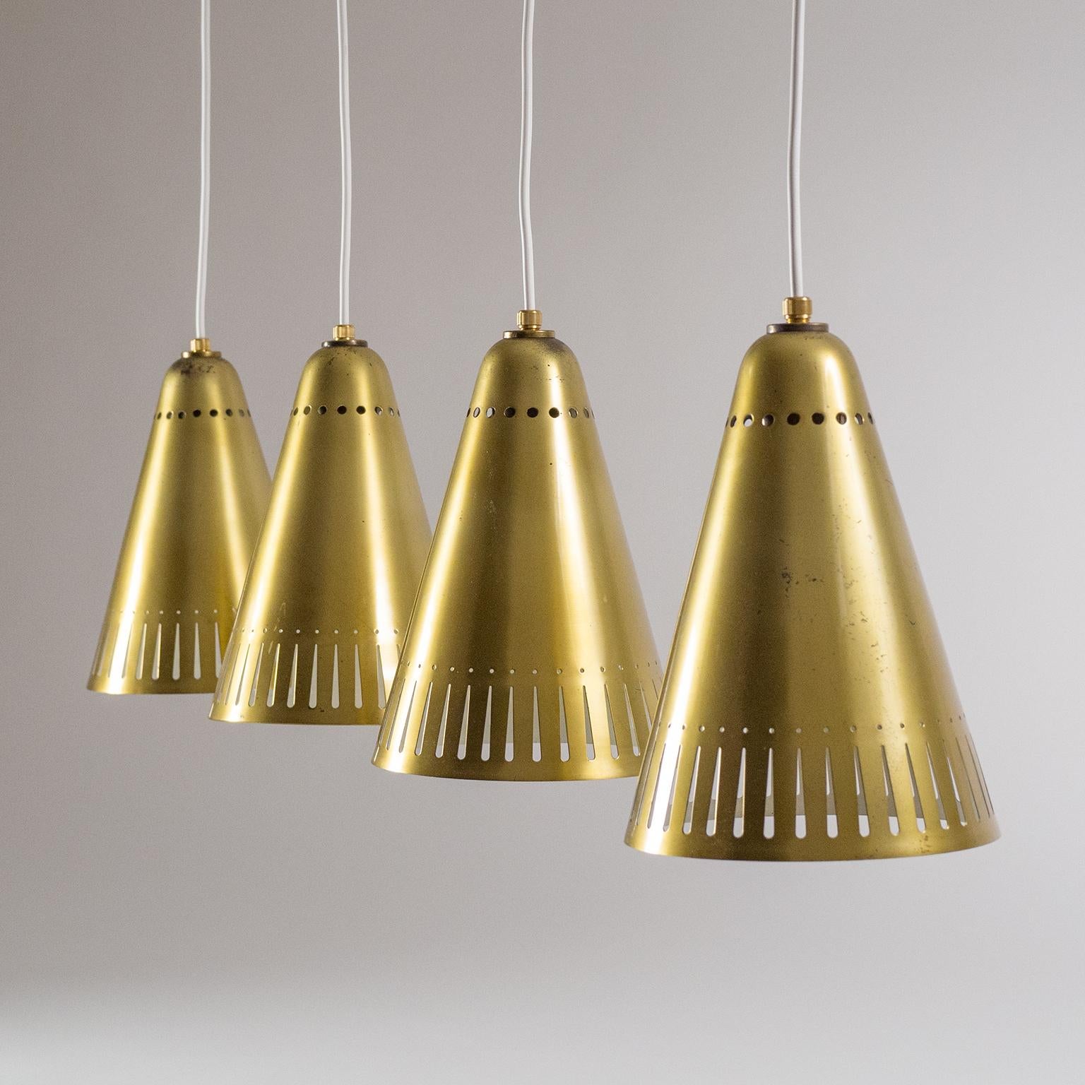 Set of Four Brass Pendants, 1950s 1