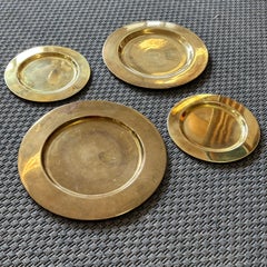 Set of Four Brass Plates / Trays, 1960s, Mid-Century Modern, Finland