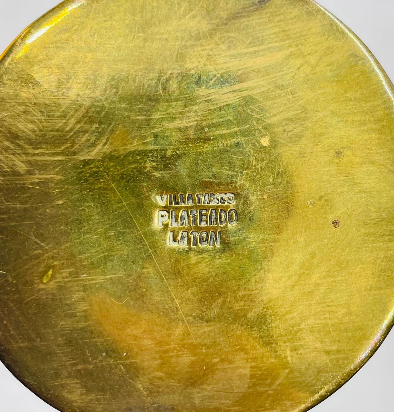 Satz von vier Bechern aus Messing, Silber und Abalone-Muscheln von Villa, Taxco im Angebot 4