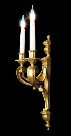 Set of Four Brass Twin Branch Wall Lights