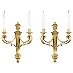 Set of Four Brass Twin Branch Wall Lights