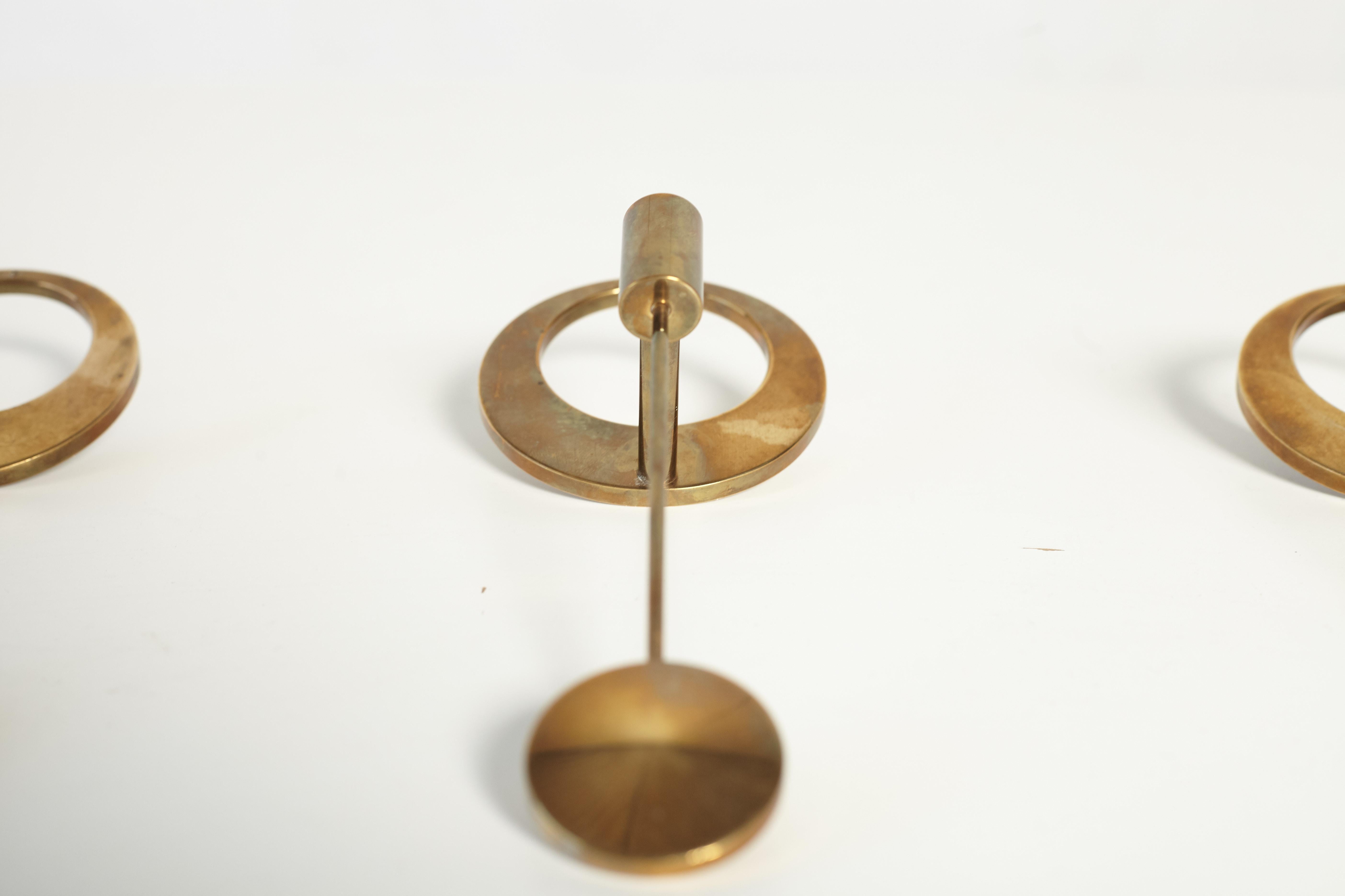 Set of Four Brass Wall-Mounted Candleholders by Artur Pe Kolbäck, Sweden, 1950s 1