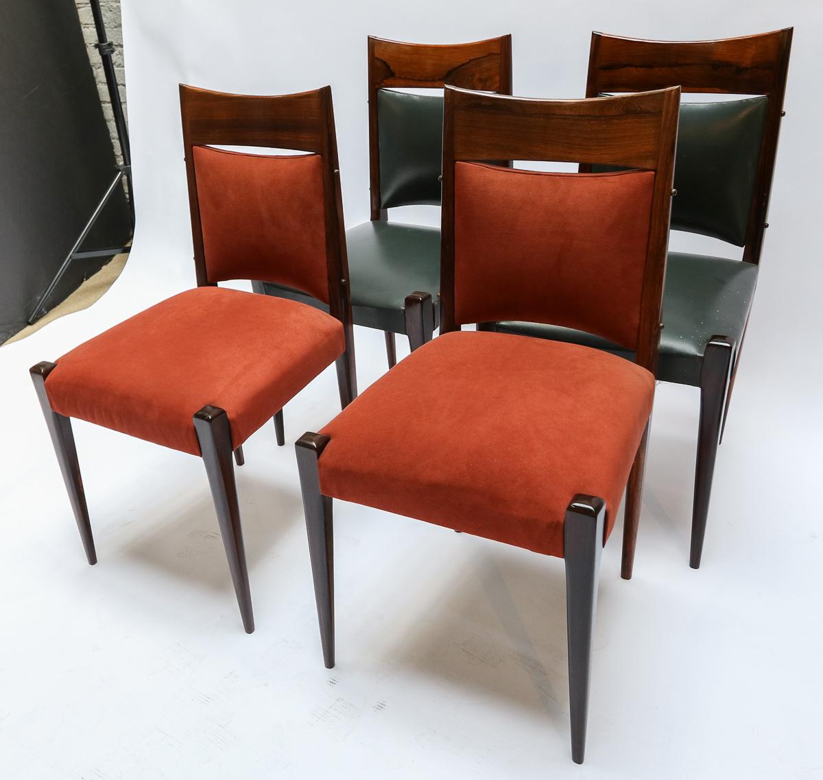 Set of Four Brazilian Jacaranda Midcentury 1960s Dining Chairs For Sale 1