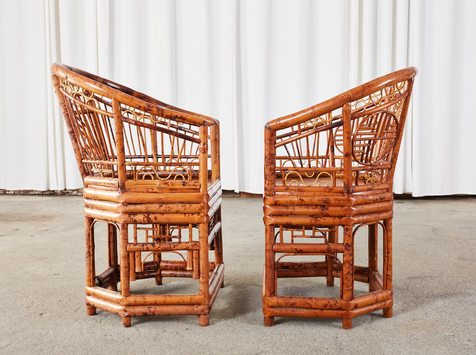 Set of Four Brighton Pavilion Style Bamboo Armchairs 8