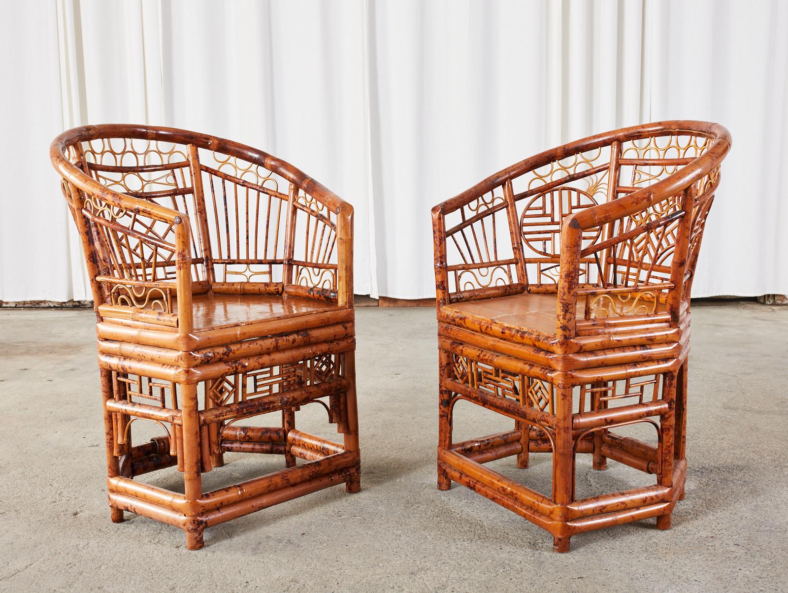 Asian Set of Four Brighton Pavilion Style Bamboo Armchairs