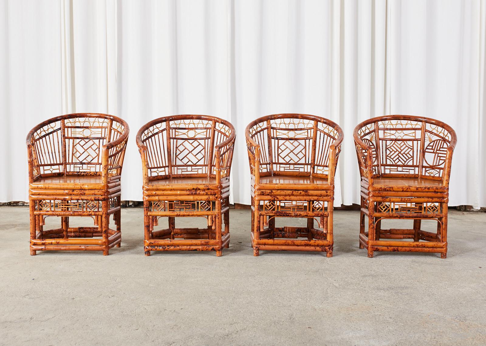 Set of Four Brighton Pavilion Style Bamboo Armchairs In Good Condition In Rio Vista, CA