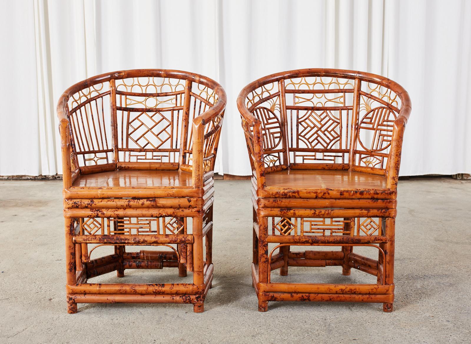 20th Century Set of Four Brighton Pavilion Style Bamboo Armchairs