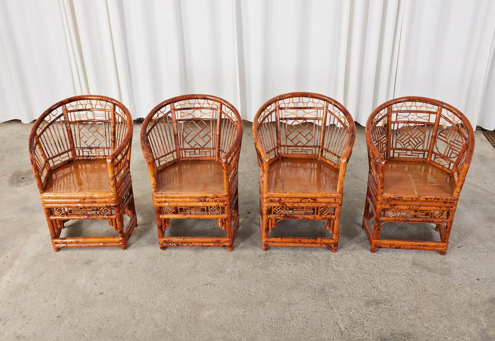 Set of Four Brighton Pavilion Style Bamboo Armchairs 1