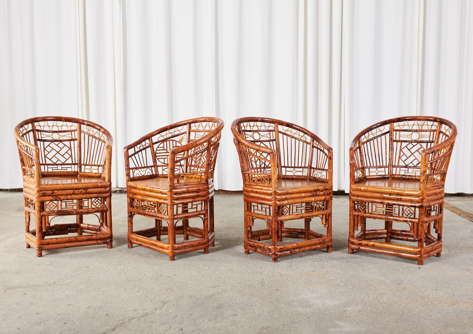 Set of Four Brighton Pavilion Style Bamboo Armchairs 2