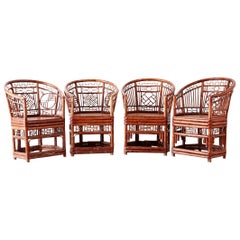 Set of Four Brighton Pavilion Style Bamboo Armchairs