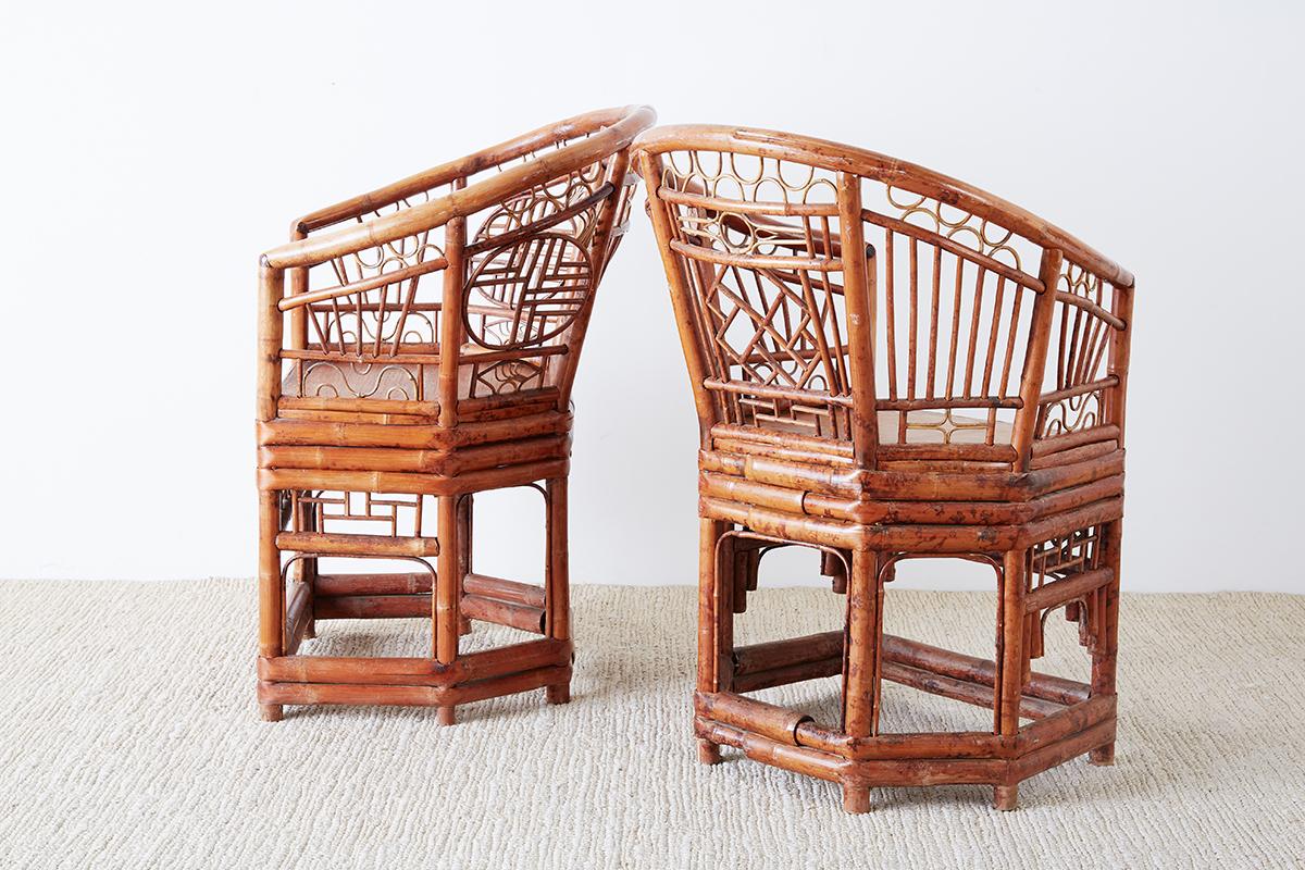 Set of Four Brighton Pavilion Style Bamboo Armchairs 5