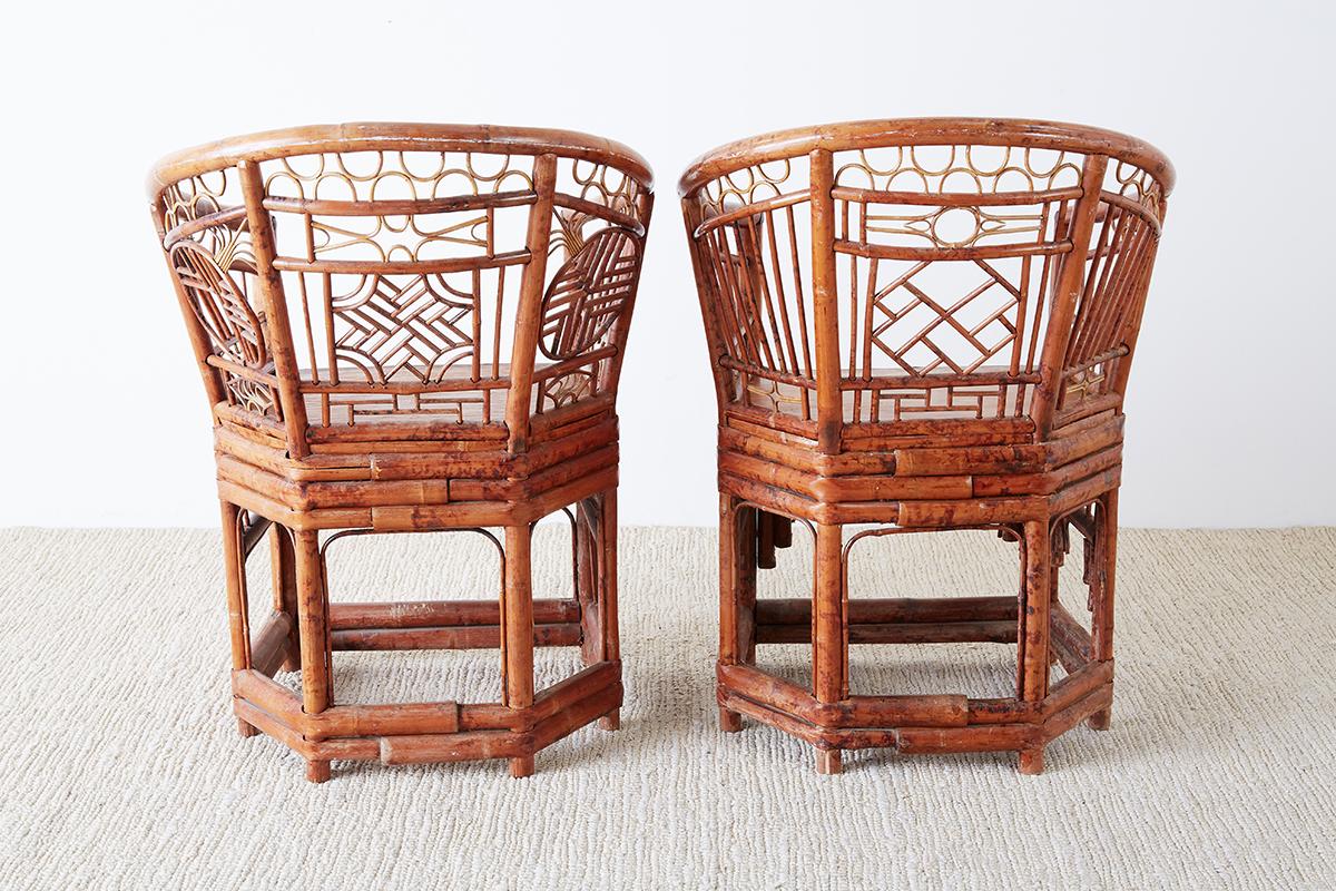 Set of Four Brighton Pavilion Style Bamboo Armchairs 7