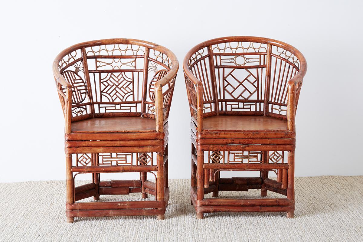 Regency Set of Four Brighton Pavilion Style Bamboo Armchairs