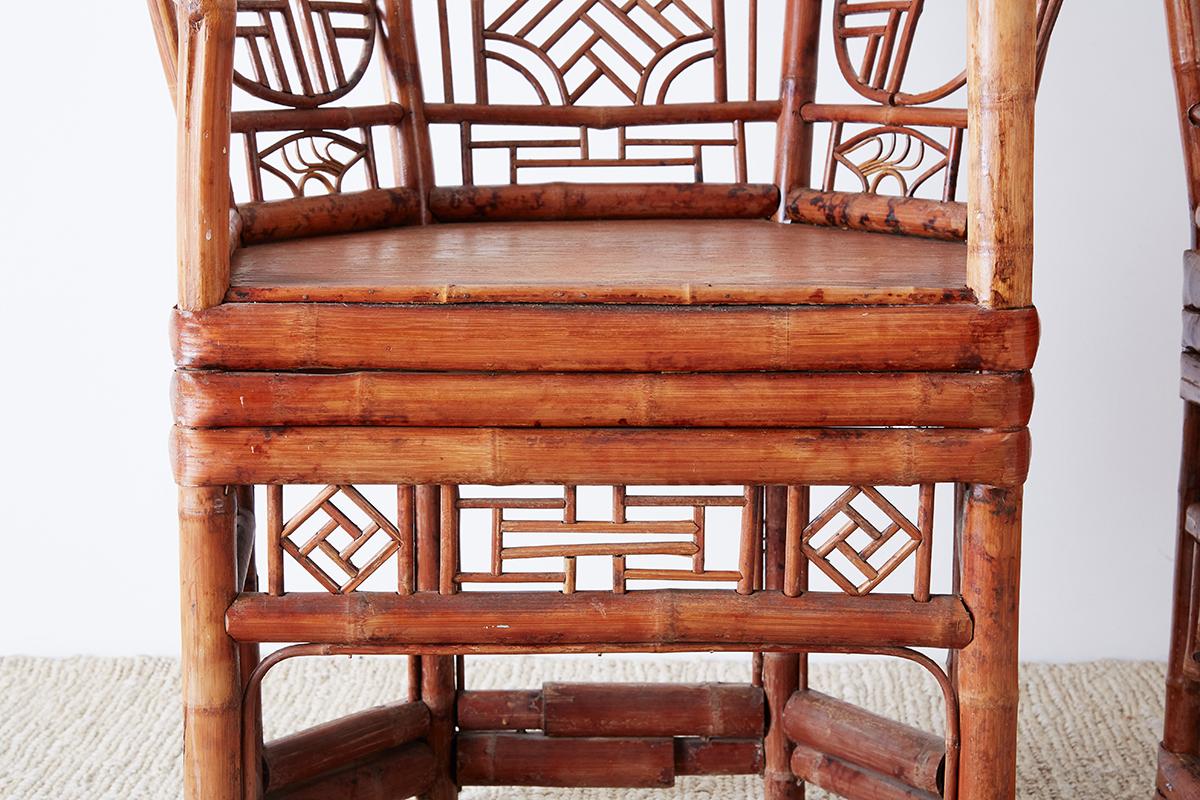 20th Century Set of Four Brighton Pavilion Style Bamboo Armchairs