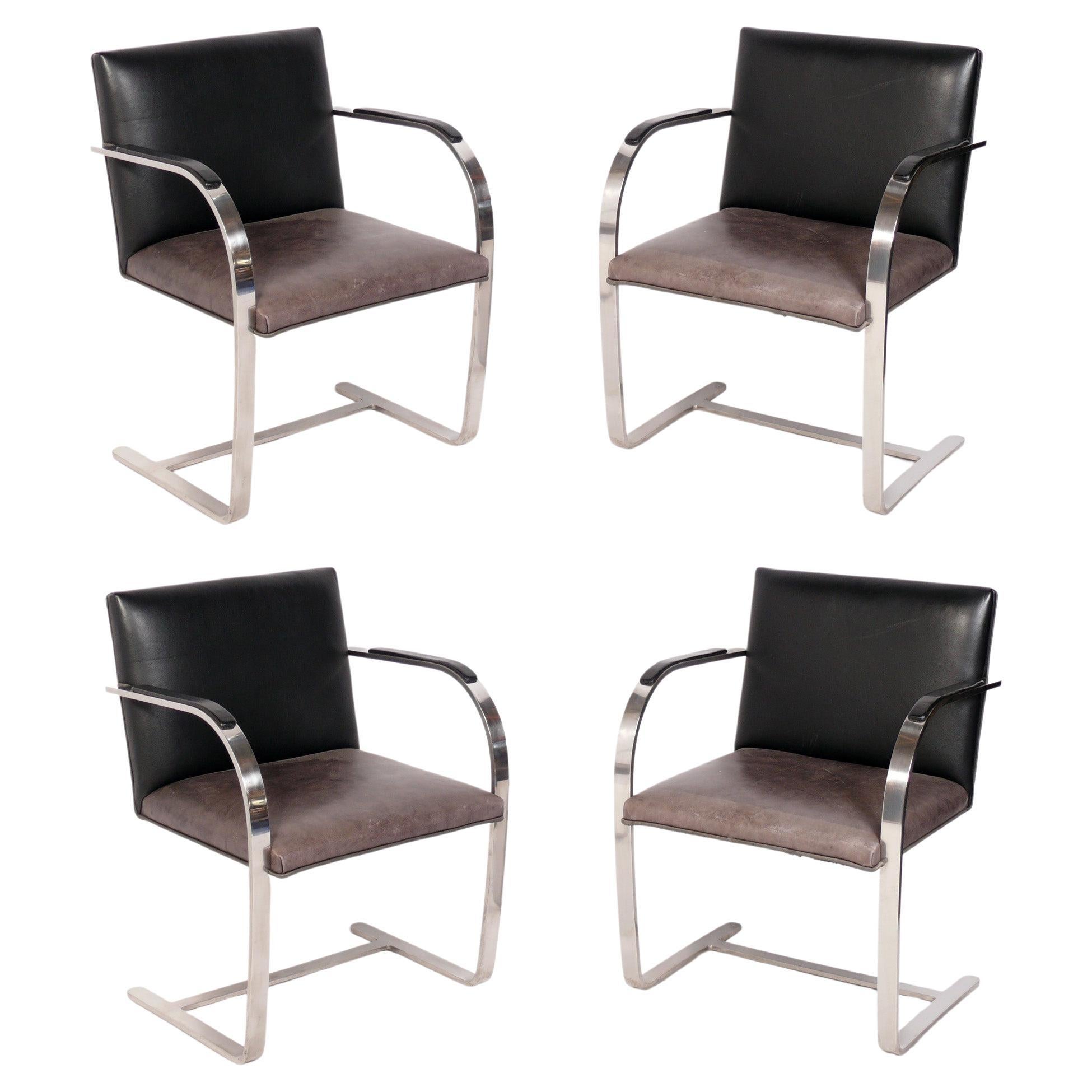 Set of Four Brno Dining Chairs after Mies van der Rohe Reupholstered Your Fabric For Sale