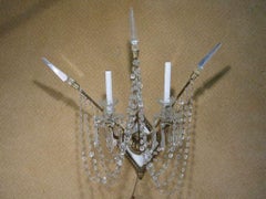 Set of Four Bronze and Bead Crystal Presidential Wall Sconce