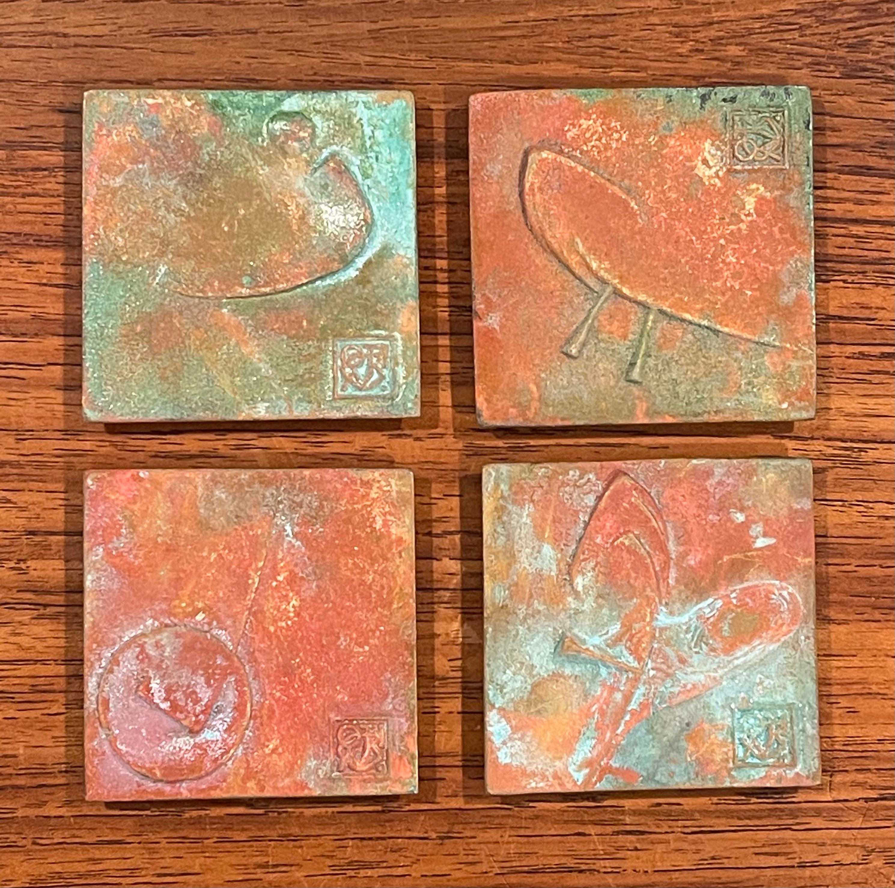 Set of Four Bronze Cosanti Tiles by Paolo Soleri 4