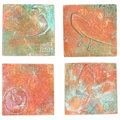 Set of Four Bronze Cosanti Tiles by Paolo Soleri