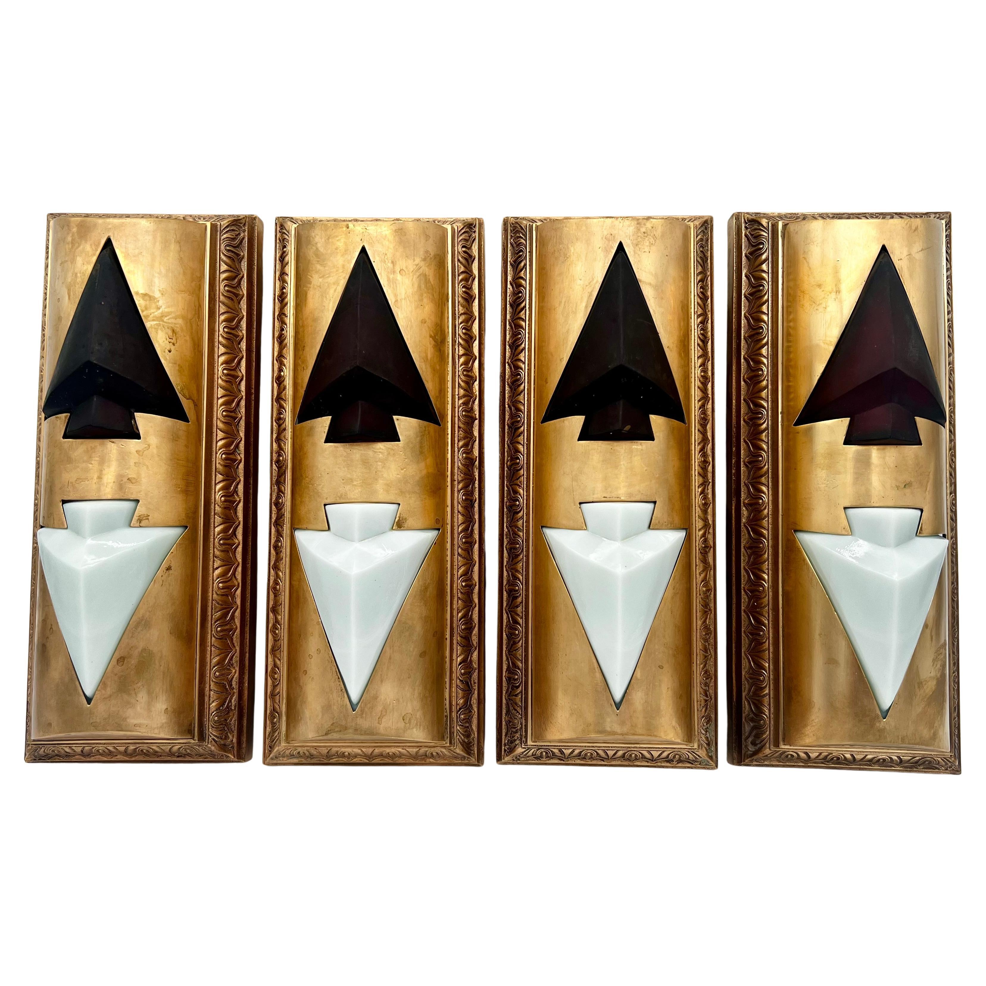 Ensemble de quatre Lights d'ascenseur en bronze
